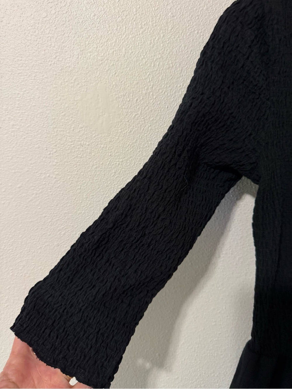 Free People Perfect Solution Maxi Dress Black Smock Lace-Up Long Sleeve-Small - Picture 5 of 13